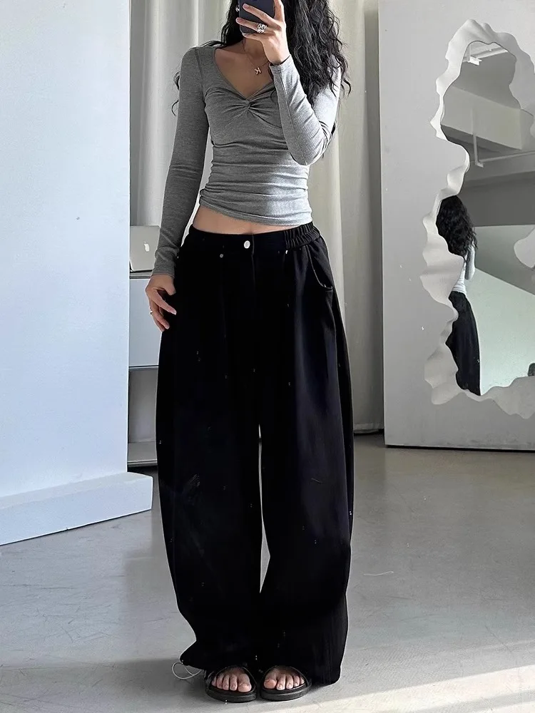 بنطال ذو قصة أرجل واسعة خفيف للنساء شتوي مبطن بالصوف قطيفة Altgoth سروال قصير شيربا أزرار بطانة عالية الشارع محبوك مخملي مريح #3