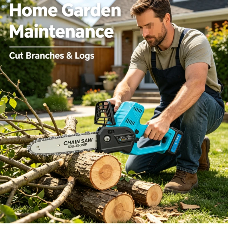 Shuchang Wireless Chainsaw, Garden Chainsaw Logging Saw, Rechargeable Single Hand Saw, Household Brushless Electric Chainsaw