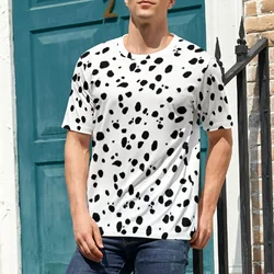 Dalmatian Dog Print T Shirt Men Cute Spots Dots Casual T-Shirts Premium Trending Tee Shirt Short Sleeve Design Plus Size Clothes