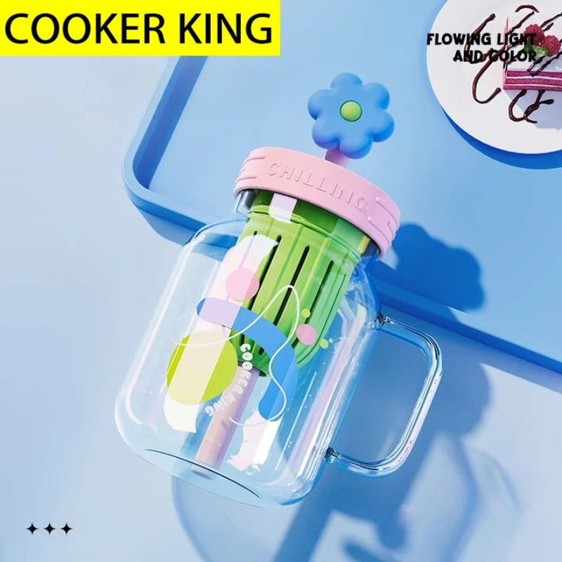 طباخ الملك 1 قطعة كوب ماء زجاجي مع مصفاة الفاكهة واسعة الفم غرفت كوب الماء الساخن البارد Carafe مع غطاء لشاي القهوة والشمس