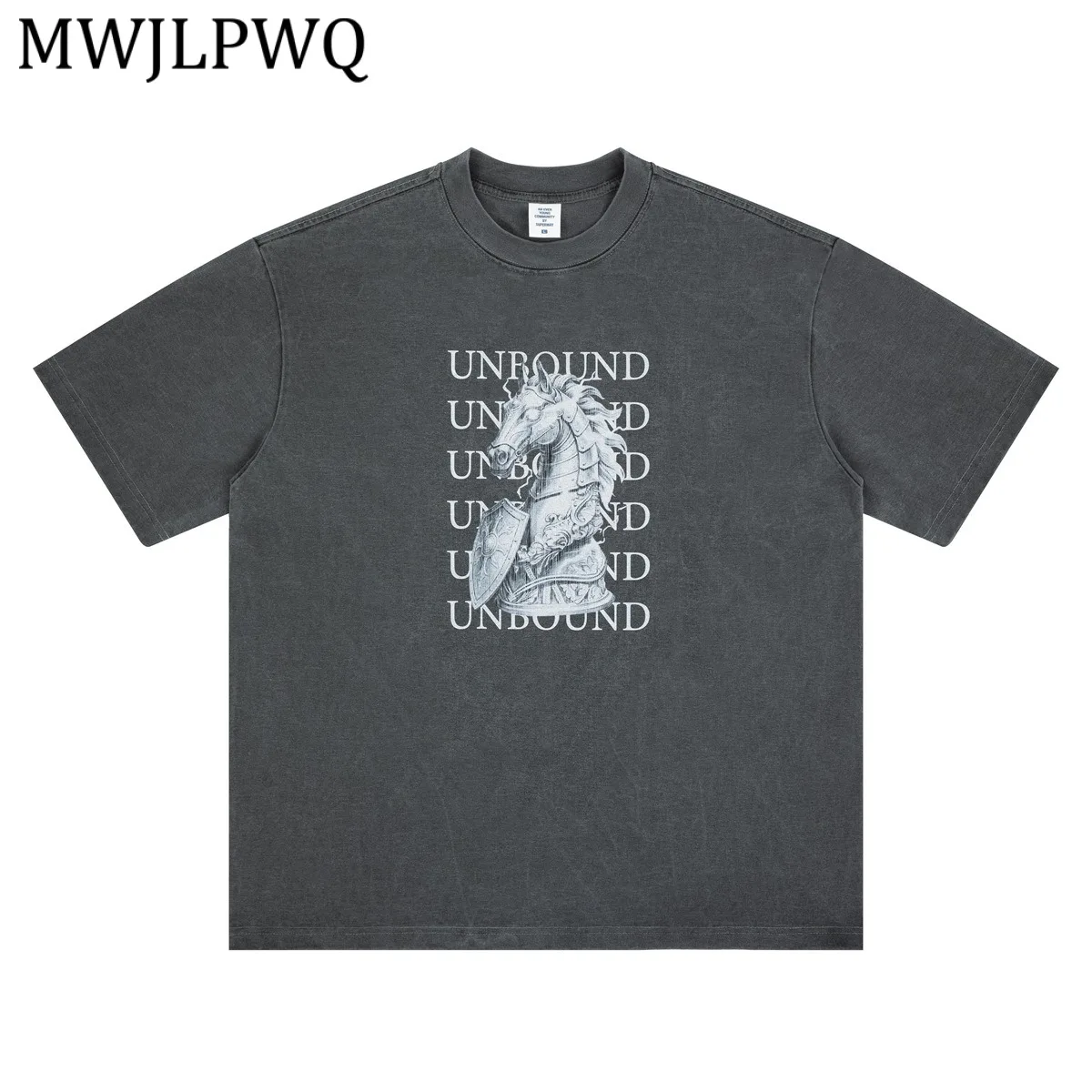 

MWJLPWQ Мужская одежда с американским принтом, трендовая футболка в стиле ретро, винтажная свободная повседневная универсальная футболка унисекс, летние топы с короткими рукавами 13435