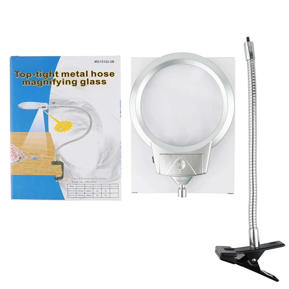 Lente d'ingrandimento illuminata 2.25X/5X con rotazione flessibile della luce Lente d'ingrandimento per la riparazione del saldatore