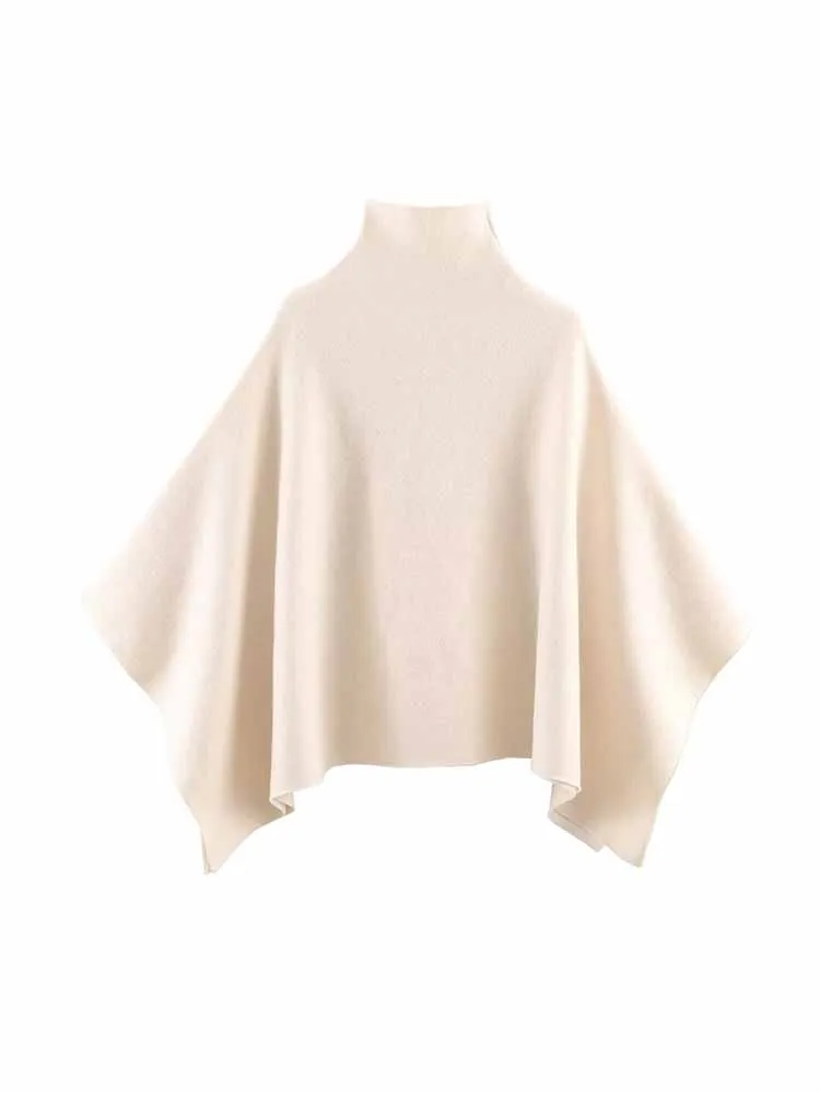 

Женская зимняя накидка в европейском и американском стиле, новая модная и элегантная трикотажная накидка с асимметричным воротником-стойкой