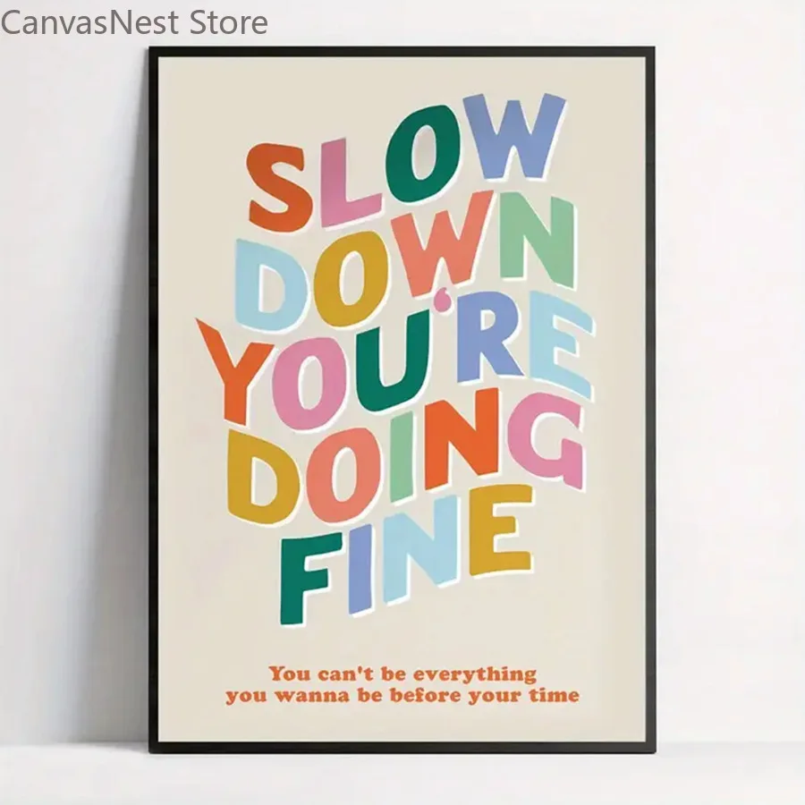 Inspirational Quote Canvas Wall Art Set, Colorful Positive Affirmation Text Poster Prints