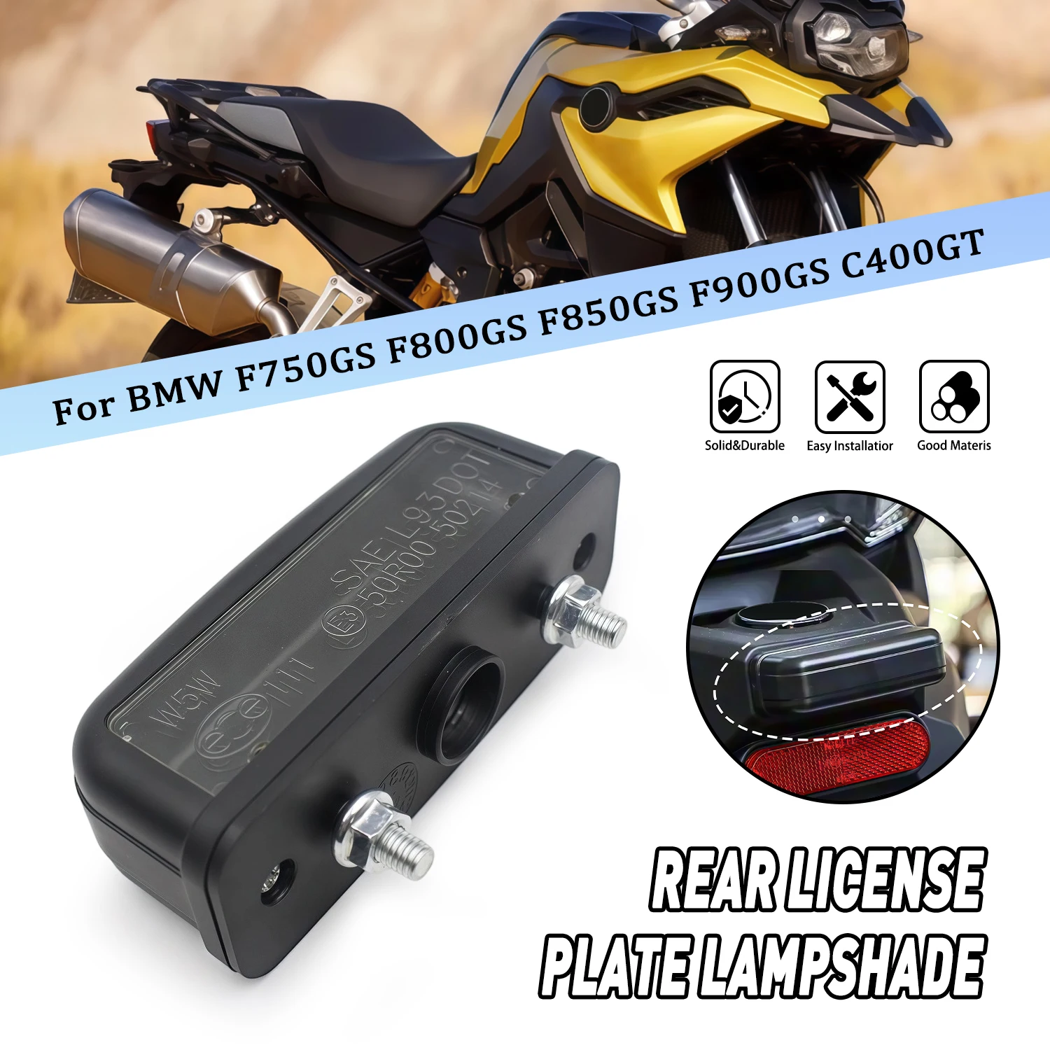 

For BMW F750GS F800GS F850GS F900GS ADV C400G Registration Plate Lamp Case Rear Plate Light Housing Motorcycle Accessories