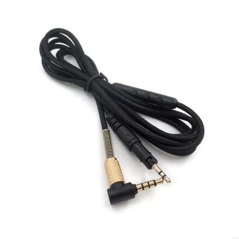 Cable auriculares calidad 62KA con micrófono diseñado para auriculares ATH M50X M40X M70X Cable trenzado resistente a enredos