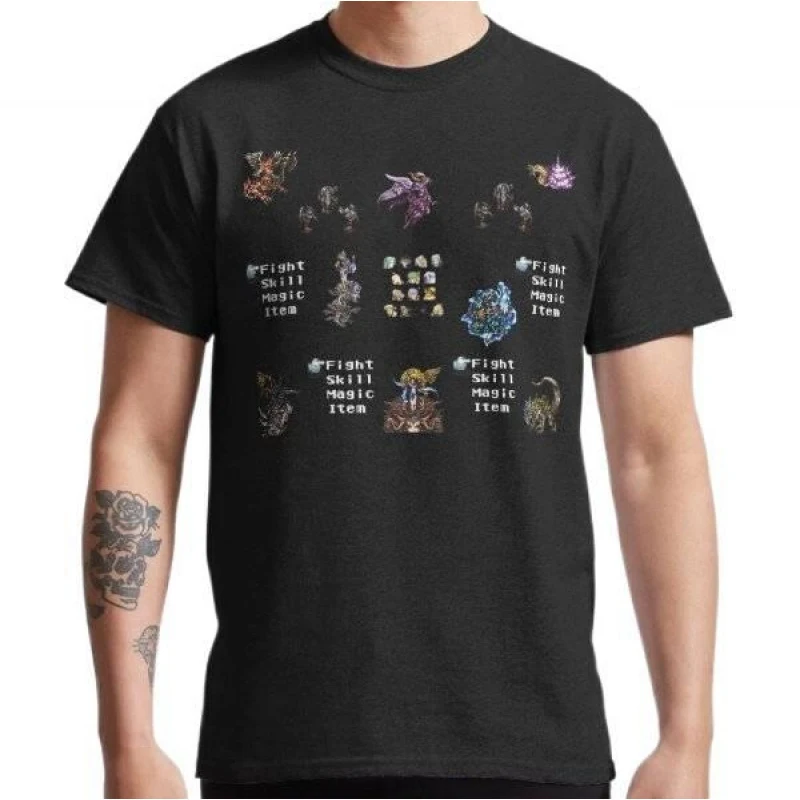 

Final Fantasy VI Collage Gift t shirt for RPG gamer 100% cotton printed tee Men's Short Sleeve Graphic Clothes All size tops