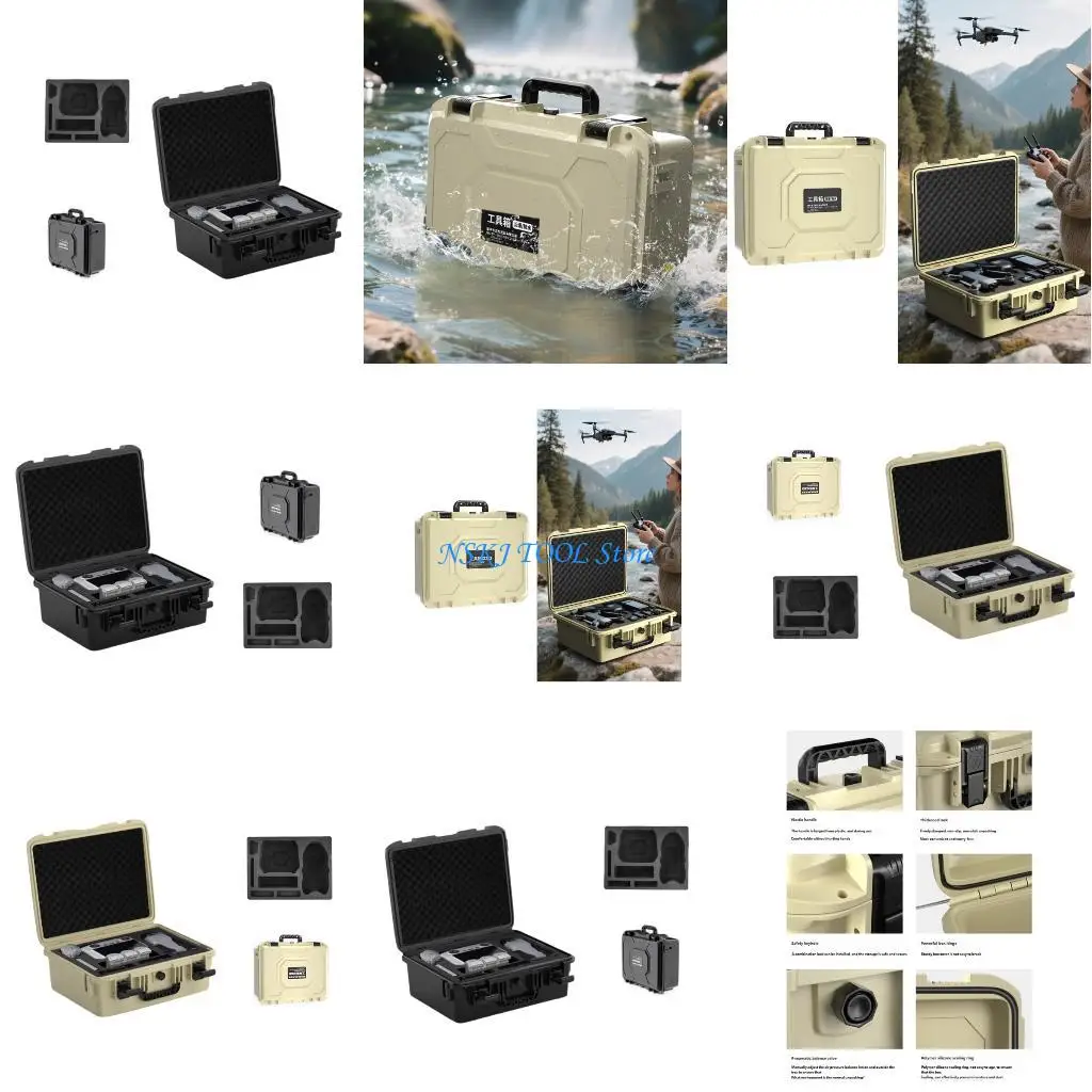 

L8RC Shock Resistant Portable Handheld Tool Box Waterproof Case Equipment Hardware Plastic Safety Box for Air 3