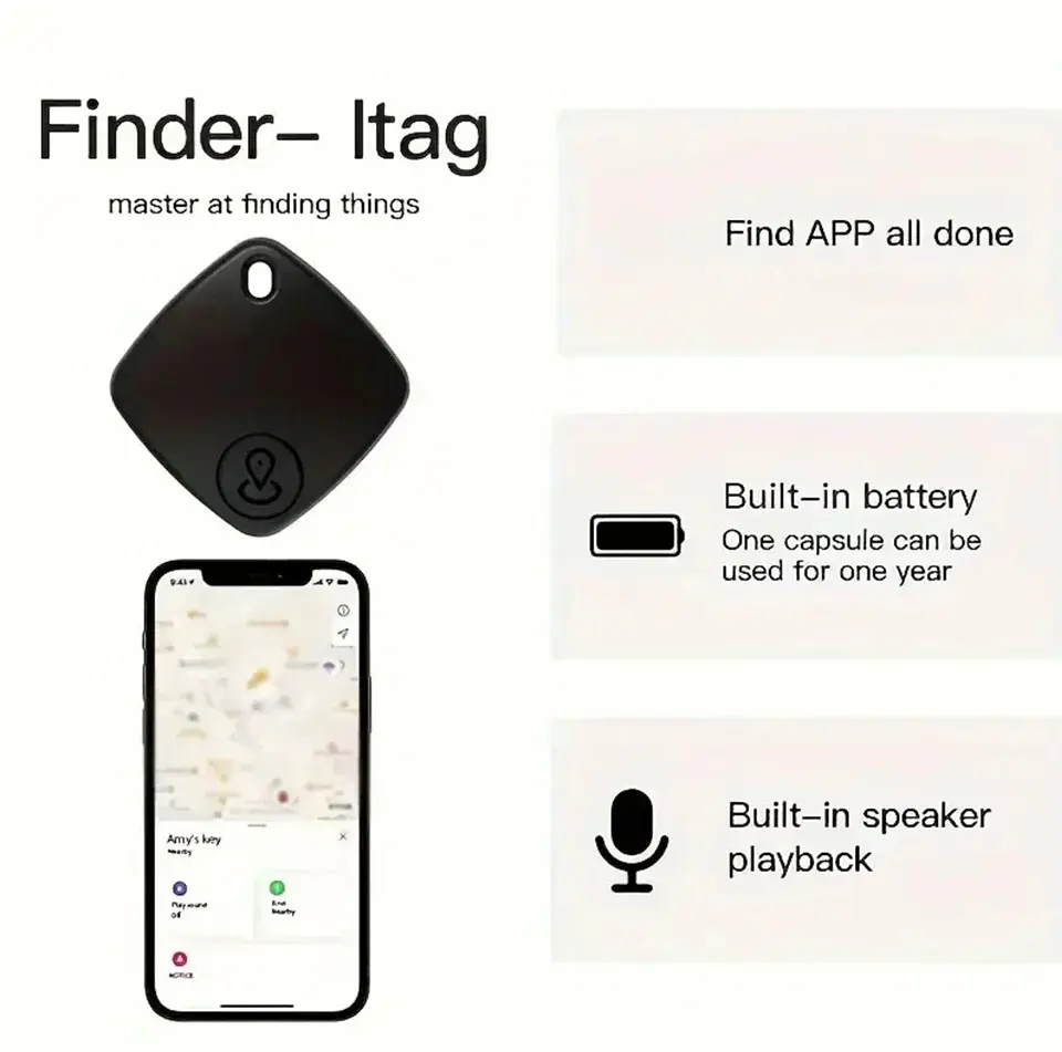 IOS Android Smart Tag GPS Tracker Global Locator Bluetooth Anti-Verlust-Gerät für iPhone Find My Google Gepäck Haustier-Autoschlüsselfinder – Detail 4