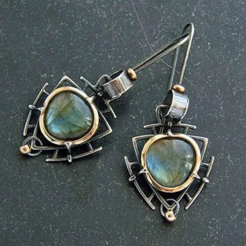 Kismis Blue Fire Peacock Labradorite Earrings Fashion Elegant Retro Earrings