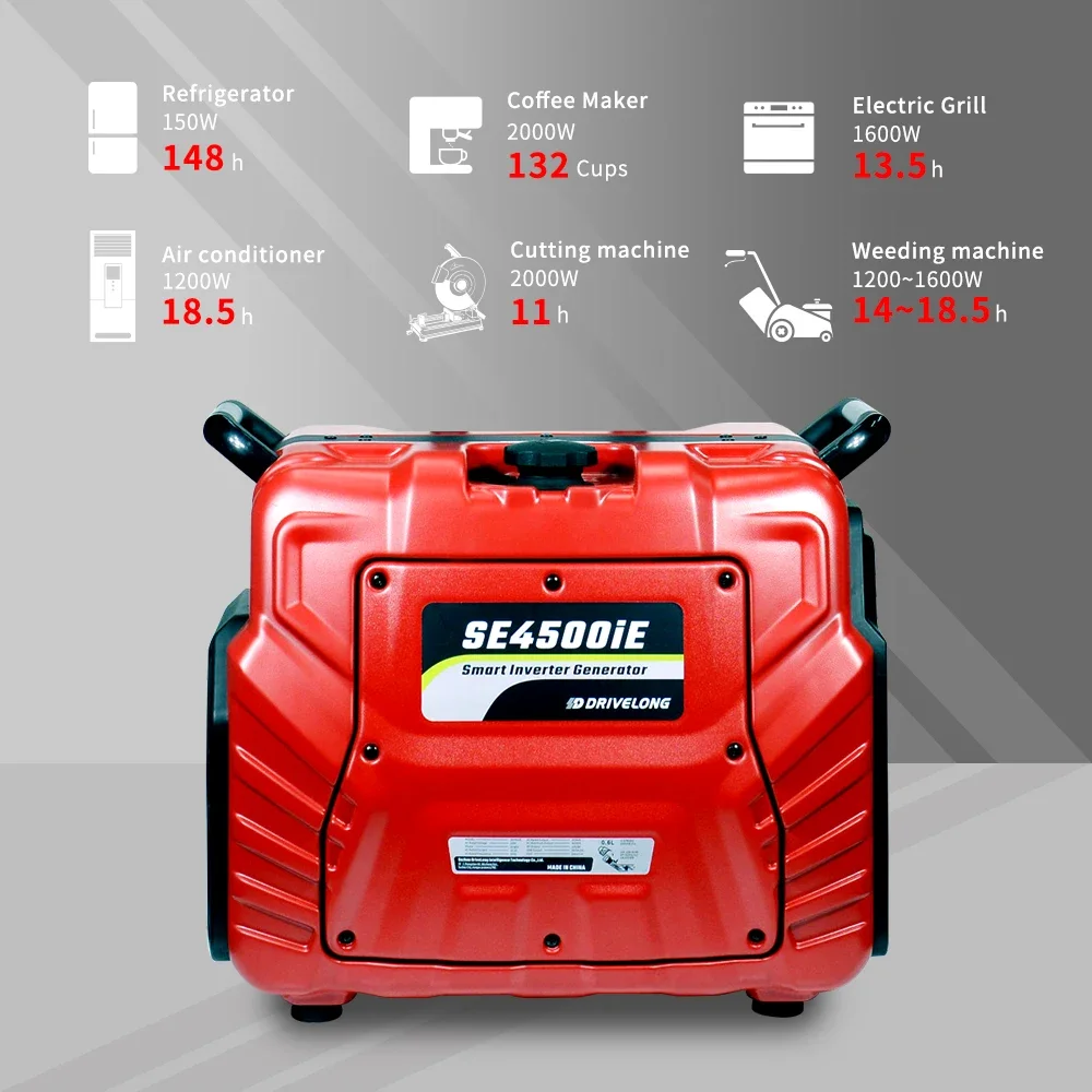 Neu gestalteter Benzinmotor 3000 W 3 kW Super leiser Generator Digitaler tragbarer elektrischer Wechselrichter-Benzingenerator für Camping