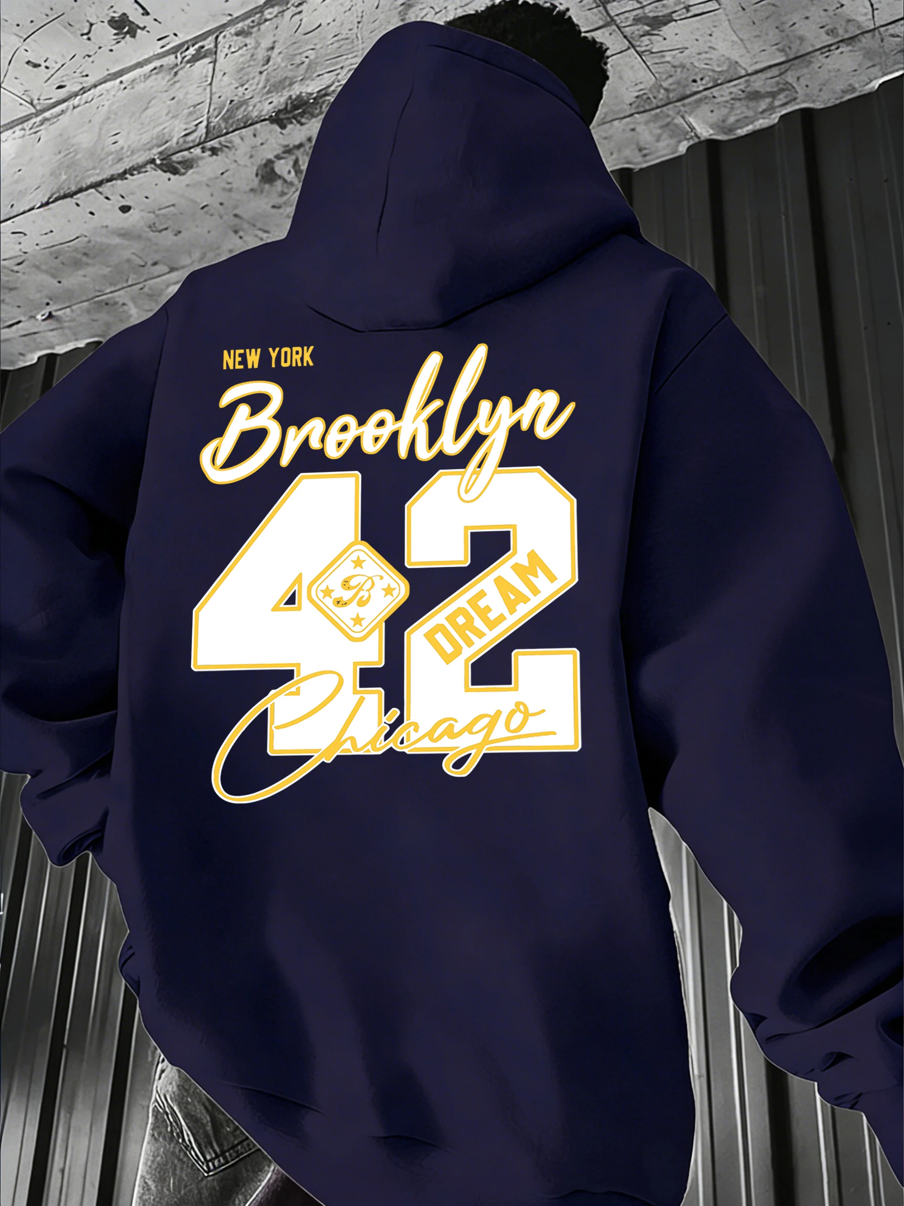 

Мужская спортивная одежда с принтом New York Brooklyn Chicago Number 42, модная базовая толстовка с капюшоном, повседневный пуловер из флиса, свободный унисекс-пуловер с длинными рукавами