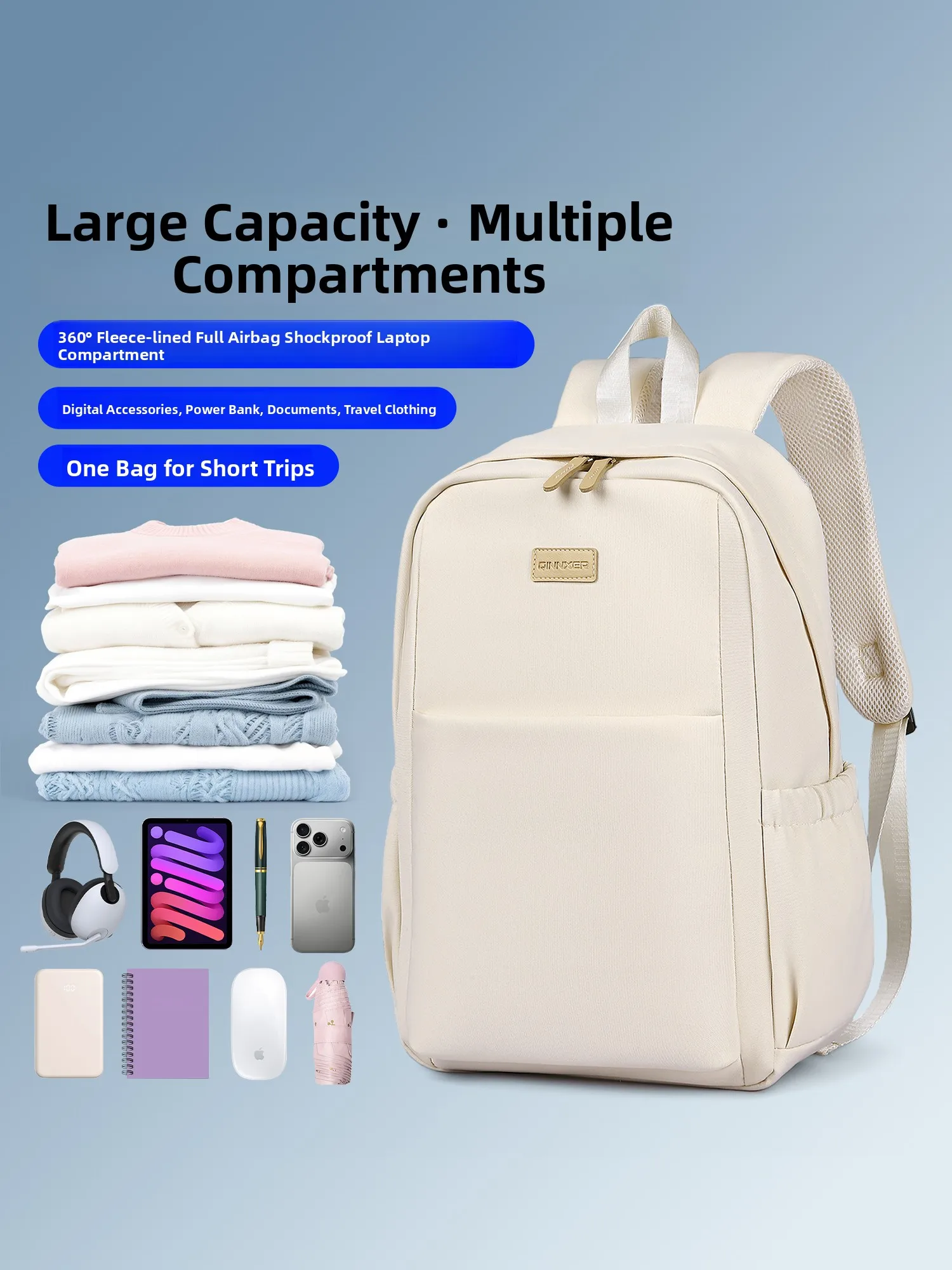 

ex Laptop Bapa Large Capaci Lightweight Commuter Bapa for College Students High Aesthetic Value Casual Simple S...