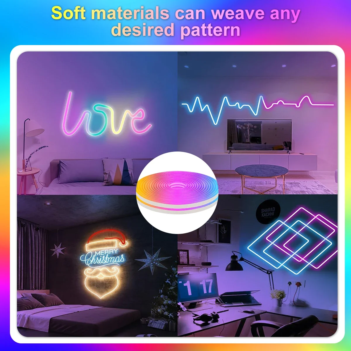 5RGB neon lamp 1-5m USB soft neon lamp with infrared /APP control music synchronous remote control for home decoration.