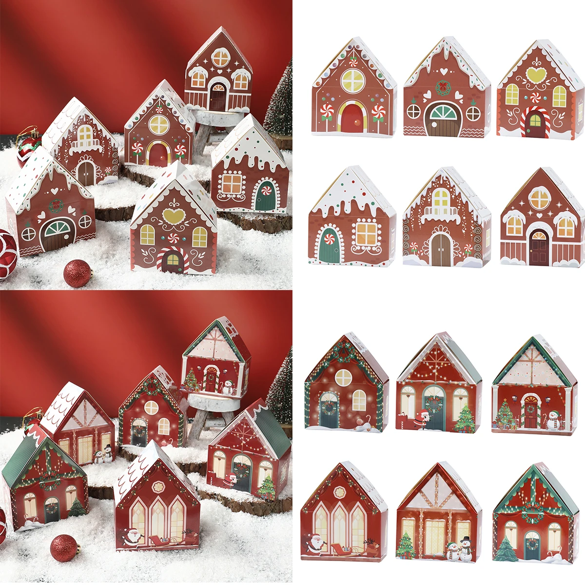 Christmas Candy Box House Shape Gift Boxes Merry Christmas Decorations 2024 Kids Favors Xmas New Year Gift Packaging Bags 2025