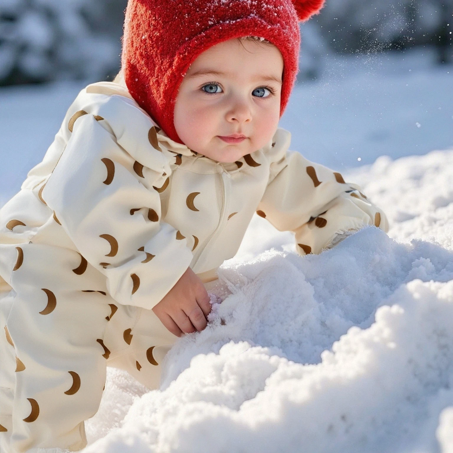 

Baby Rompers Winter Outfits Thickened Cotton Jumpsuit with Foot Cover bodysuit Warm Fleece Lined Snowsuit for -5°C To 10°C