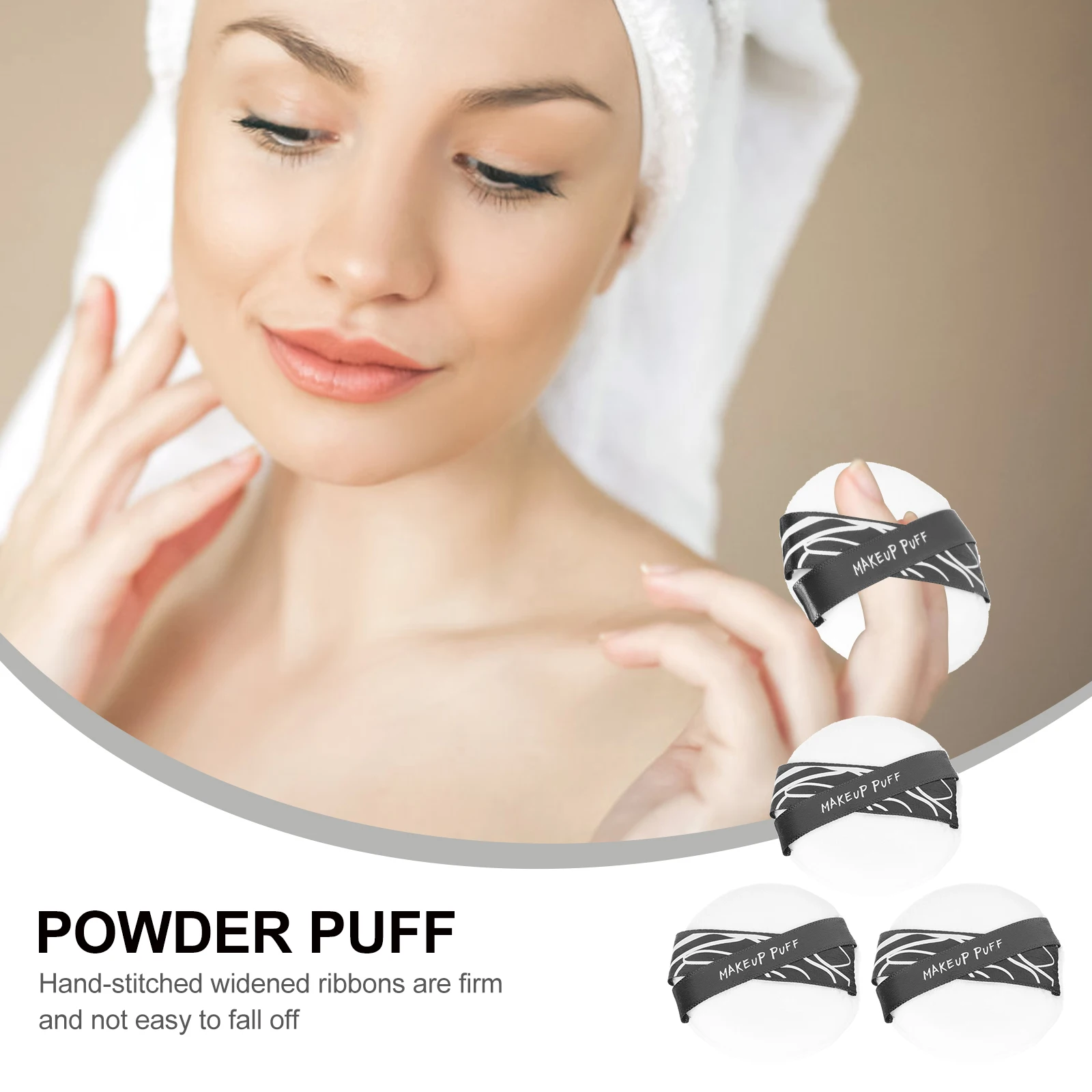 3 ชิ้นพัฟผสมอุปกรณ์เสริมสาวโค้งมนแต่งหน้าพัฟผู้หญิงแต่งหน้าเครื่องมือฟองน้ํา High Class วัสดุธรรมชาติดู Salon