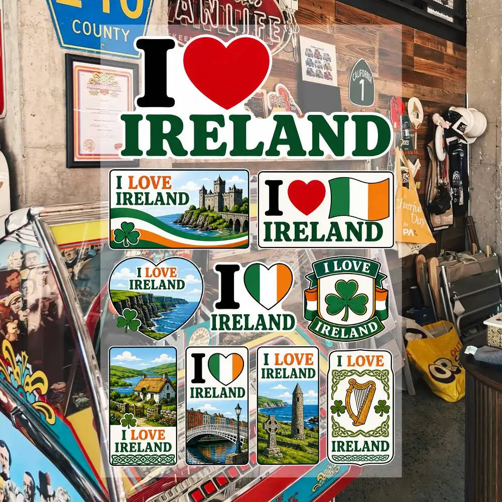 Ich liebe Irland, wasserfeste Vinyl-Aufkleber für Auto, Motorrad, Fahrrad, Skateboard, Laptop, Flasche, Telefon