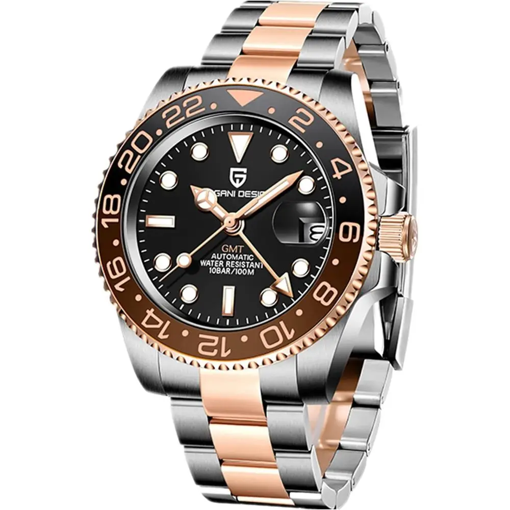 

Дизайнерские часы для мужчин, автоматические часы GMT с японским механизмом NH34, сапфировое стекло, нержавеющая сталь, 40 мм, суперлюминесцентные, водонепроницаемые наручные часы.