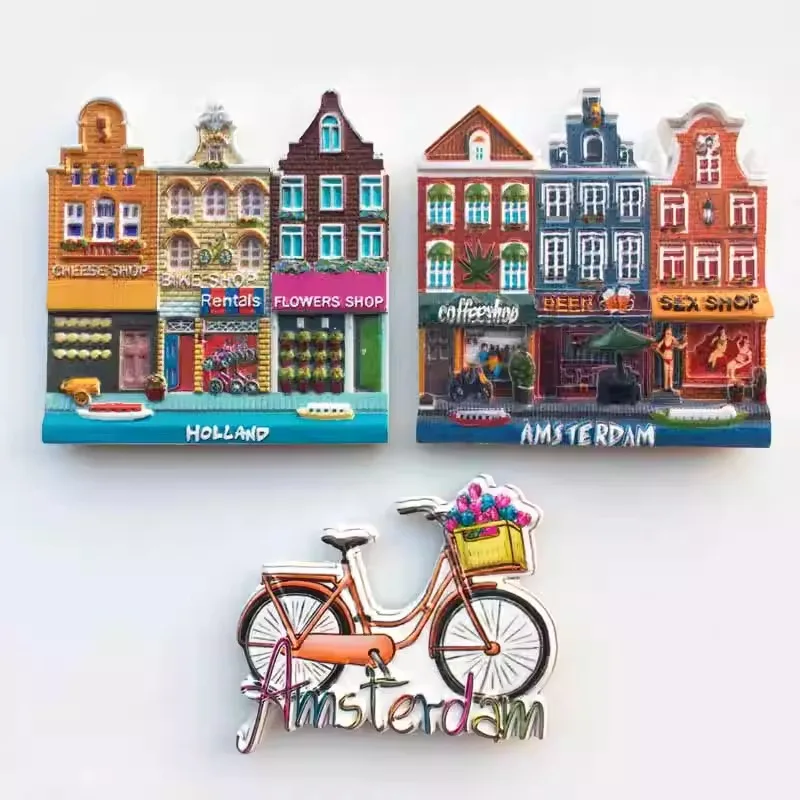 Amsterdam, the capital of the Netherlands, street view tourist souvenirs magnetic refrigerator sticker collection decoration