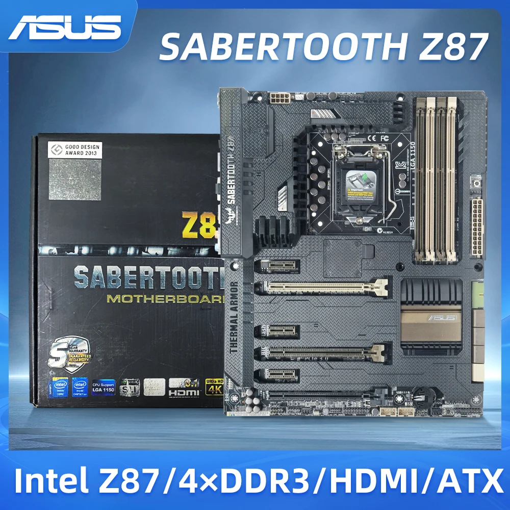 Z87 Motherboard Asus SABERTOOTH Z87 Motherboard LGA 1150 DDR3 32GB USB3.0 PCI-E 3.0 ATX support i3-4130  i7-4770 cpu new