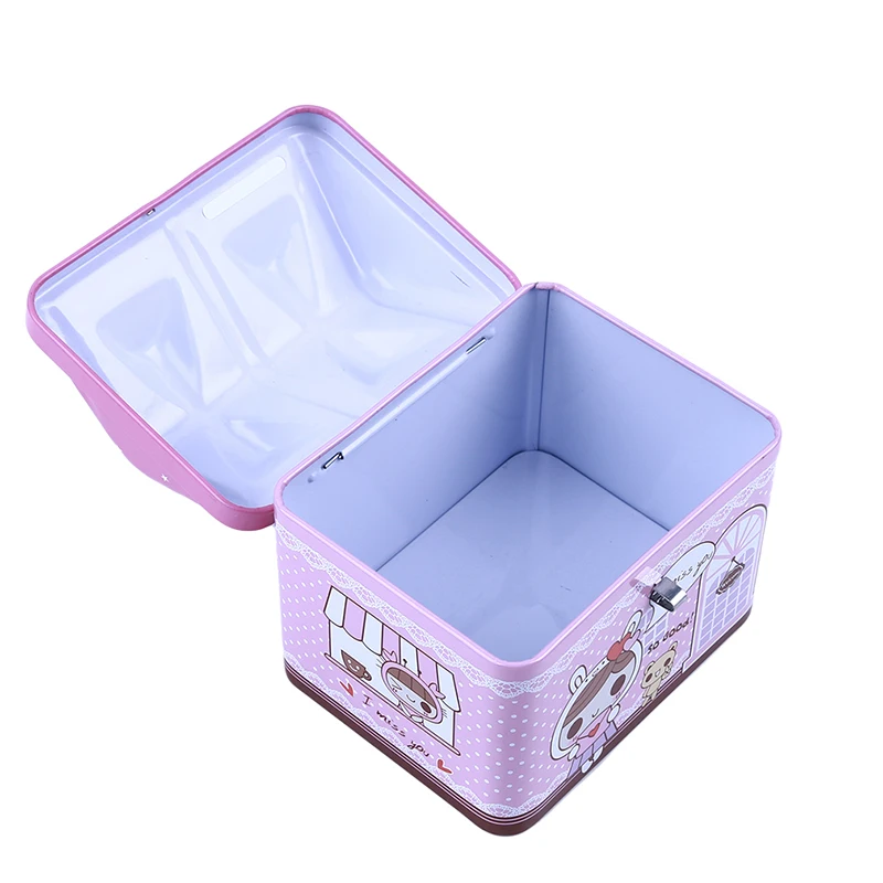 New Metal House Shape Piggy Bank Coin Safe Storage Box Child Piggy Banks Key Lock Money Box Creative Children Christmas Gift