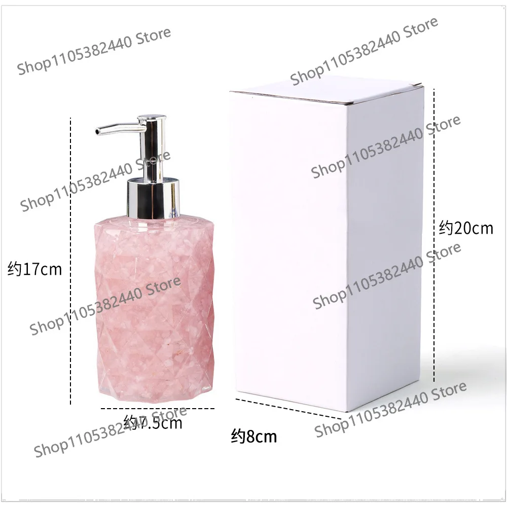 For Natural Crystal Stone Dispenser Bottle, Press Pump Hand Soap Bottle with Gold Pump for Travel & Home