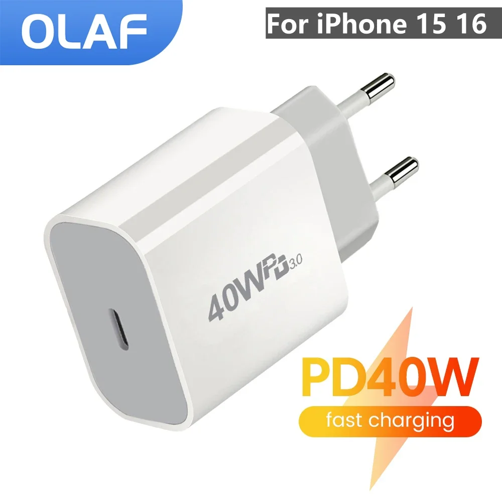 

Olaf PD40W USB C Charger Quick Charge QC 3.0 PD Charger Type C Fast Charger Power Adapter For iPhone 16 15 Xiaomi Samsung Huawei