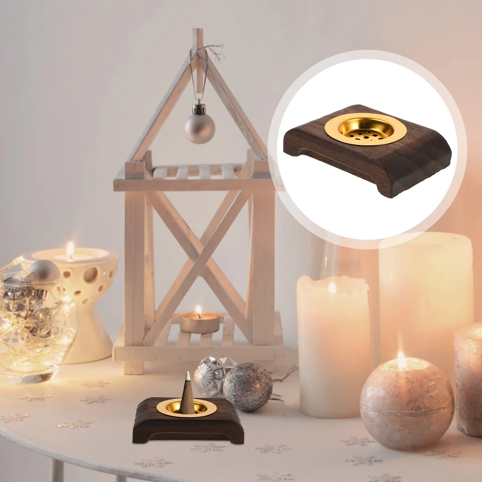 

Wooden Incense Burner Mini Small Size Modern Natural Design Space Saving Decorative Tray For Home Living Room Bedroom