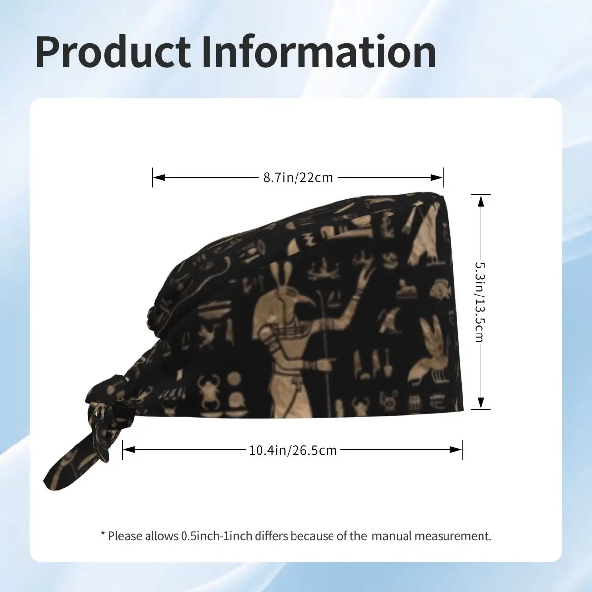 مخصص الأسود الآلهة المصرية الهيروغليفية الموظفين الطبيين الدعك قبعة للجنسين مصر القديمة طبيب التمريض قبعة جراحية فرك قبعات