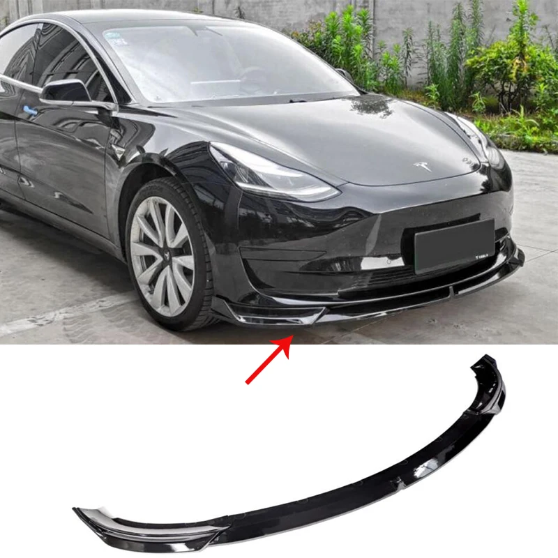 

ABS Carbon Fiber Bodykits Front Lip Spoiler Splitter Accessories For Tesla Model 3 2017-2023