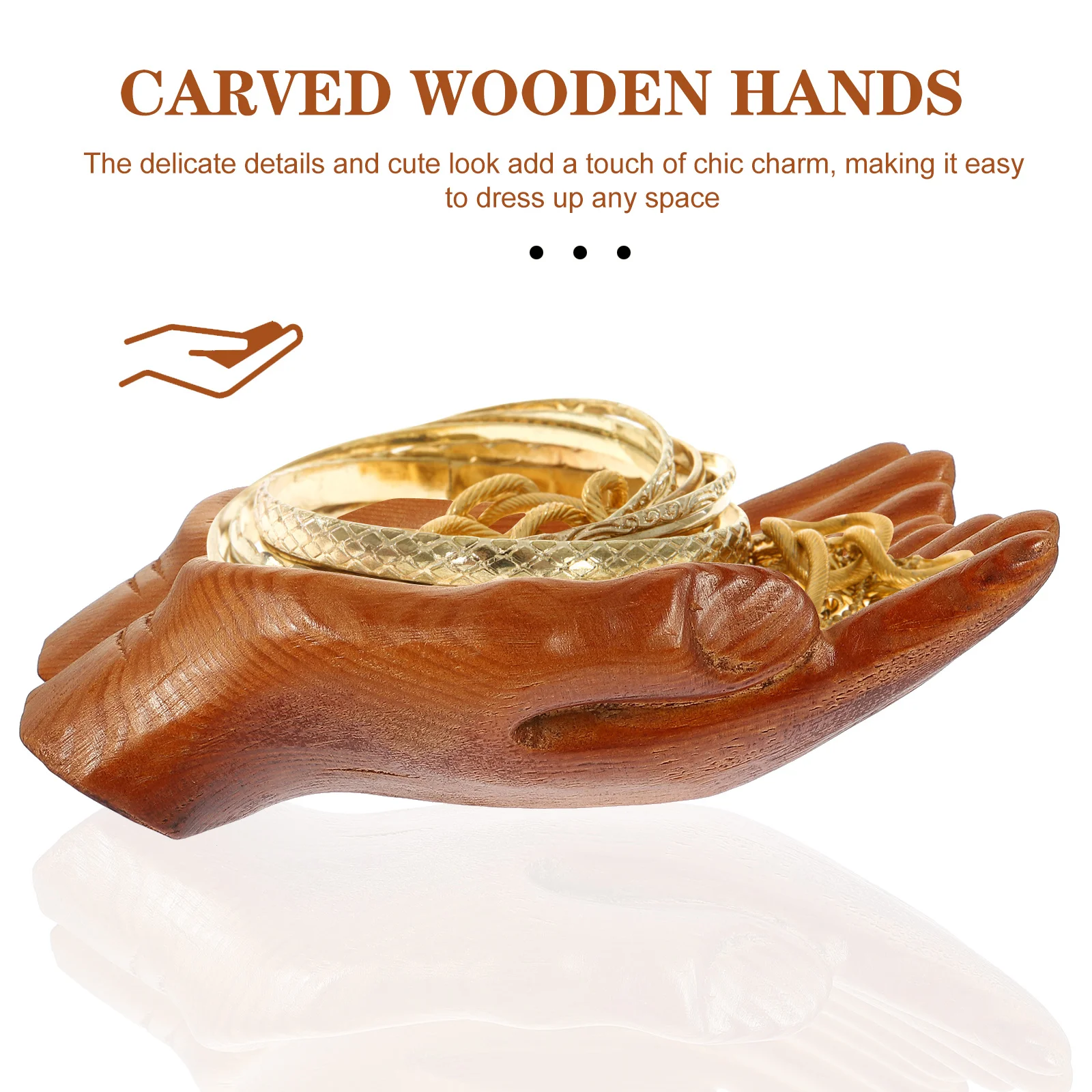 

Wood Carved Decorative Jewelry Tray Two- for Desktop Ring Holder Organizer Elegant Multifunctional Trinket Dish Home