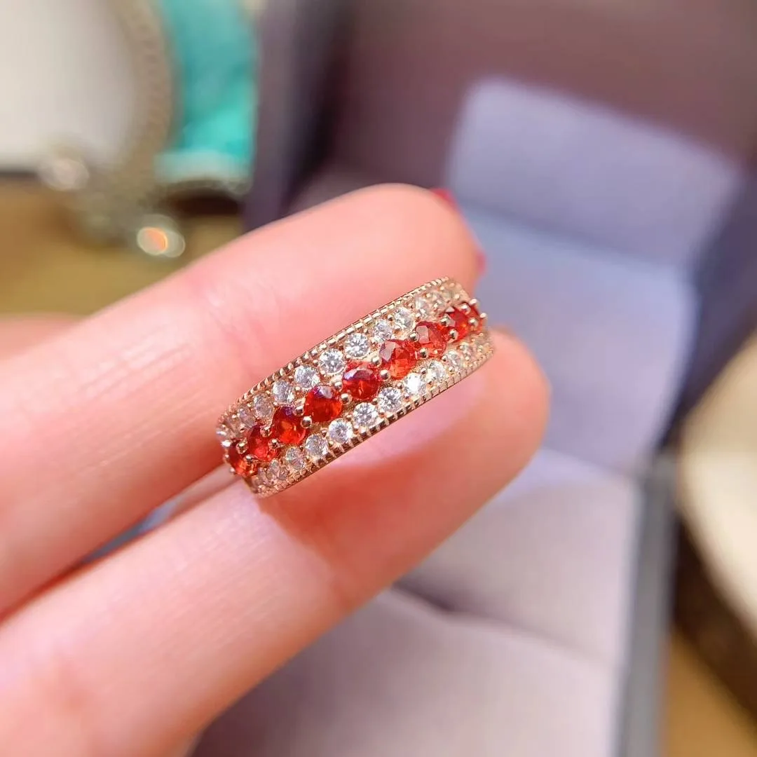 

KJJEAXCMY High End Women's Ring Natural Ruby And Sapphire S925 Silver with Electroplating Boasting High Clarity Full Brilliance