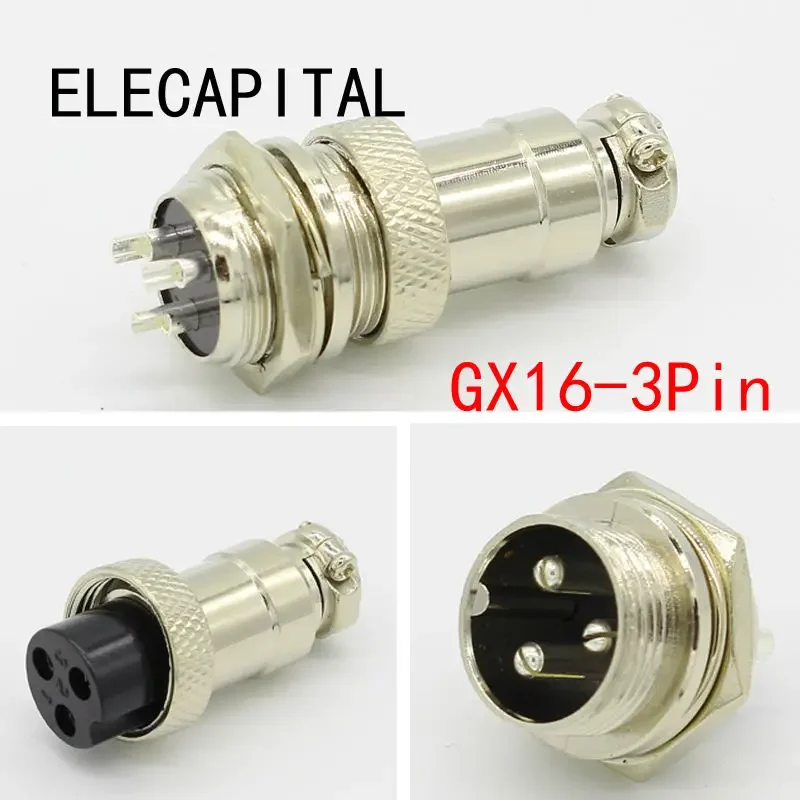 1set GX16 3 Pin Male & Female Diameter 16mm Wire Panel Connector L71 GX16 Circular Connector Aviation Socket Plug Free Shipping