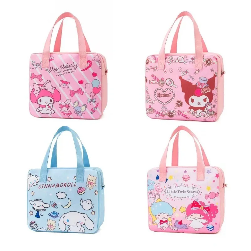 

Sweet Hello Kitty Cinnamoroll Anime Kawaii Sanrio Children Portable Lunch Box Bag Cute Kuromi Thermal Insulation Handbag Gifts