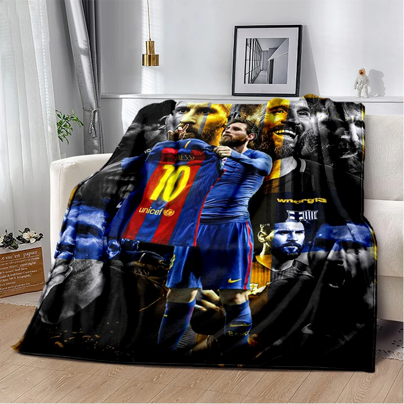 3D Ziegen-Messi Fußball-Sportstar Flanell-Decke Weiche Warme Wurfdecke für Schlafzimmer Wohnzimmer Bett Reisen Camping Picknick Geschenk