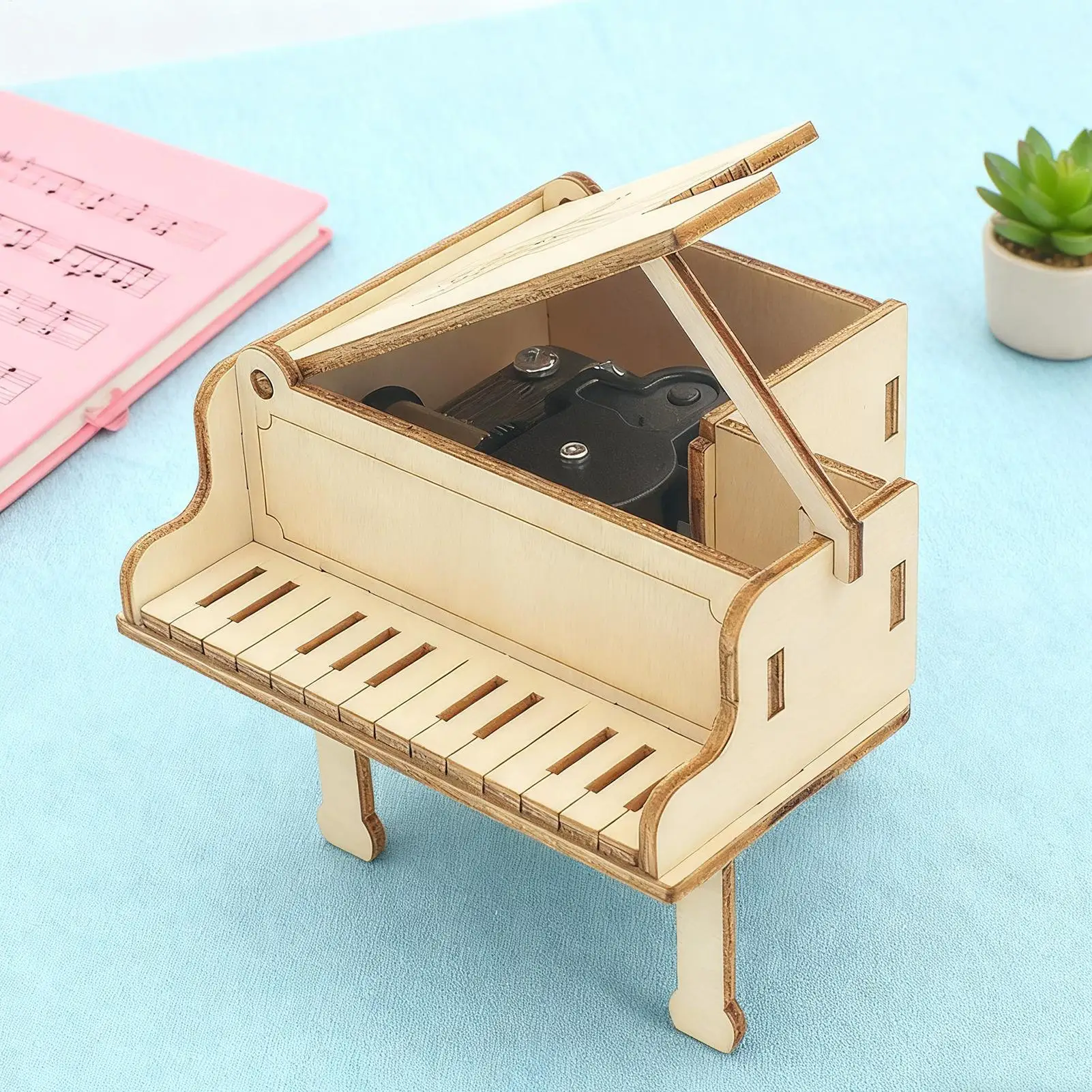 Kotak Musik DIY Instrumen Bangunan Mekanis Kotak Musik Mekanis Piano untuk Anak-anak Usia 7-14 Tahun Anak Laki-laki Perempuan Keluarga Wanita Pria