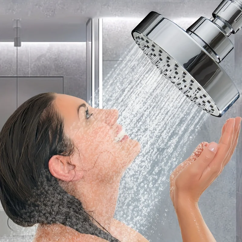 

4" Overhead Shower Head, High Pressure ABS Ceiling Shower w/Adjustable Bracket for Bathroom & Home Use