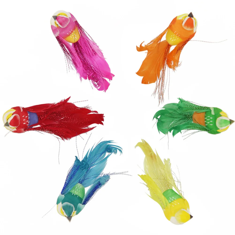 

6Pcs Artificial Bird Decorations Realistic Simulation Clips Home Office Garden Tree Branch Party Christmas Ornament