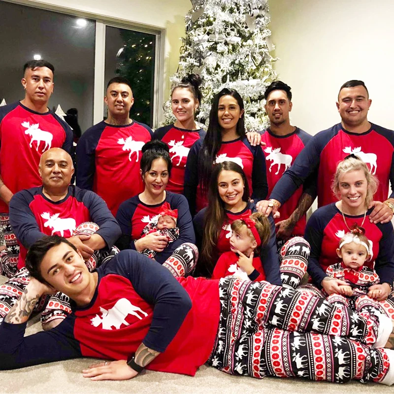 家族向けのクリスマスパジャマセット,大人,子供,女の子,男の子向けの暖かいナイトウェア,母と娘の服,お揃いの家族の衣装