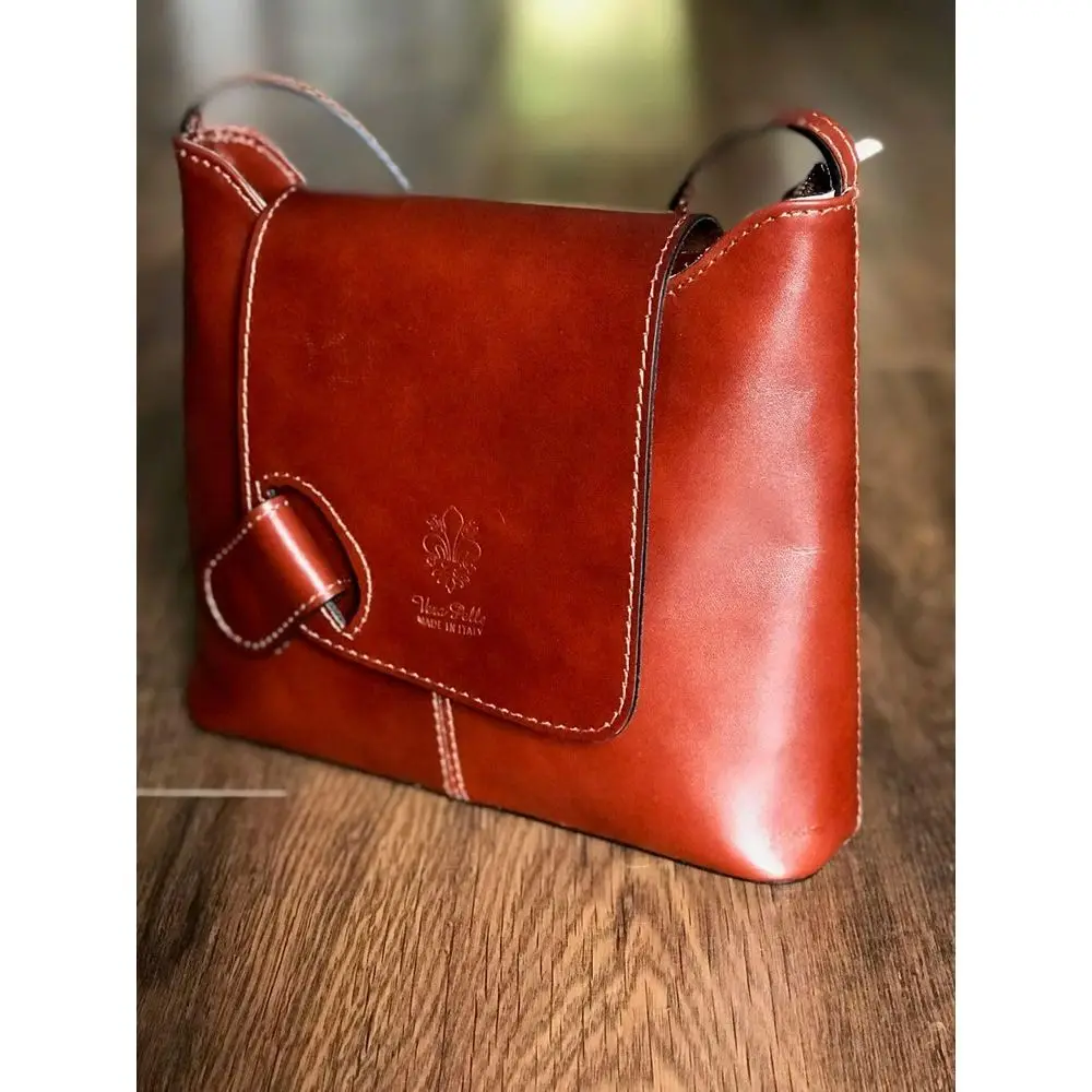 Tas Selempang Kulit Terstruktur - Ukuran Kecil hingga Sedang, Tali Dapat Disesuaikan, Kantong Ritsleting, Buatan Italia