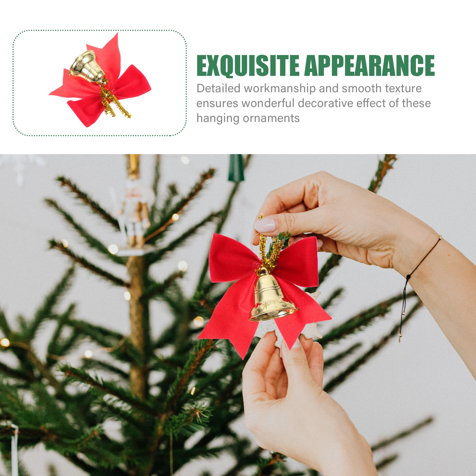 

10Pcs Christmas Tree Hanging Bell Pendants Bowknot Ornaments Decorative Xmas Tree Decor Xmas Party Supplies Christmas Bell Decor