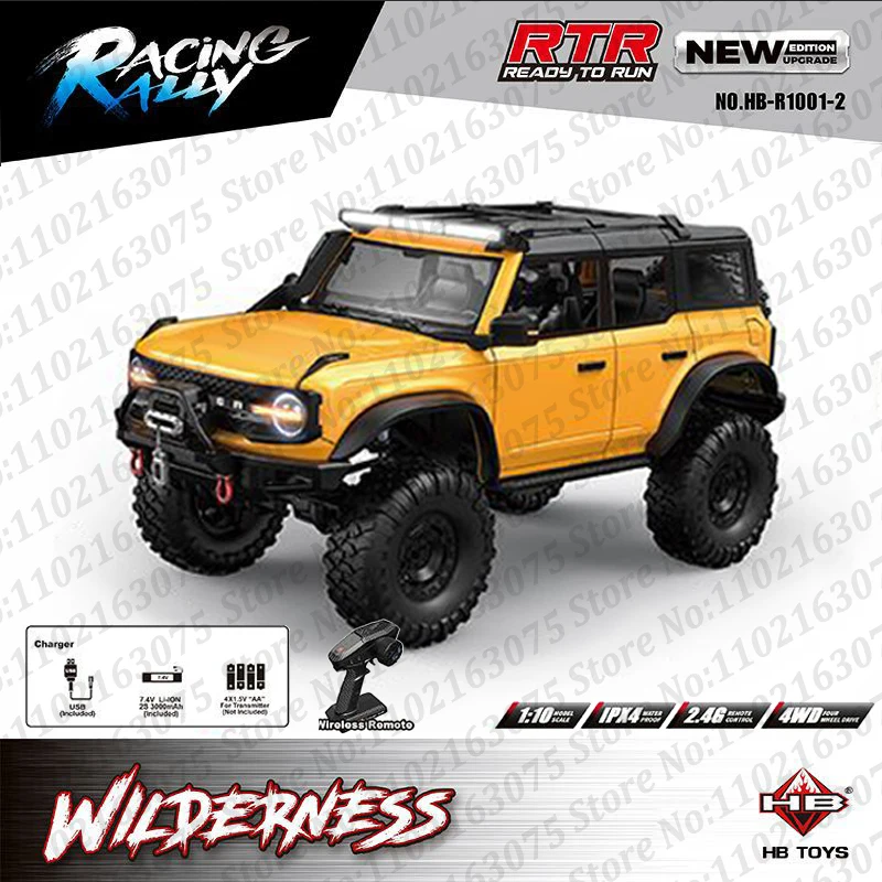 HB R1001 R1002 New Upgraded Bronc 1/10 4WD RTR RC Electric Winch Differential Lock Climbing Off-Road Vehicle Model Adult toys