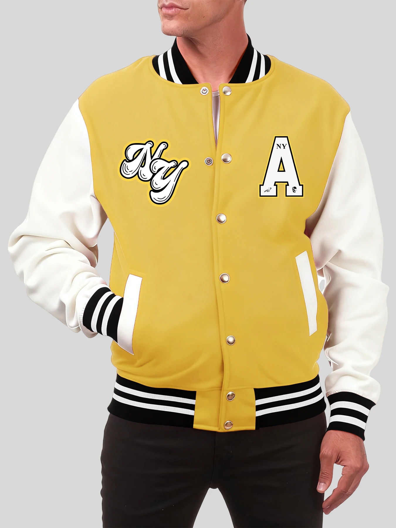 

Chasing Dreams In New York Print Jacket Men Casual Oversize Baseball Uniform Colorful All-Match Clothes Cotton Autumn Streetwear