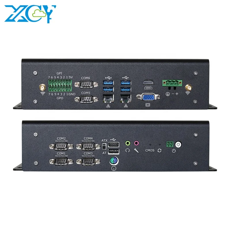 XCY Fanless Industrial Mini PC i7 1165G7 i7-10870H Dual Ethernet GPIO DB9 RS232/422/485 2x mPCIe Wi-Fi 4G LTE VGA 6xUSB