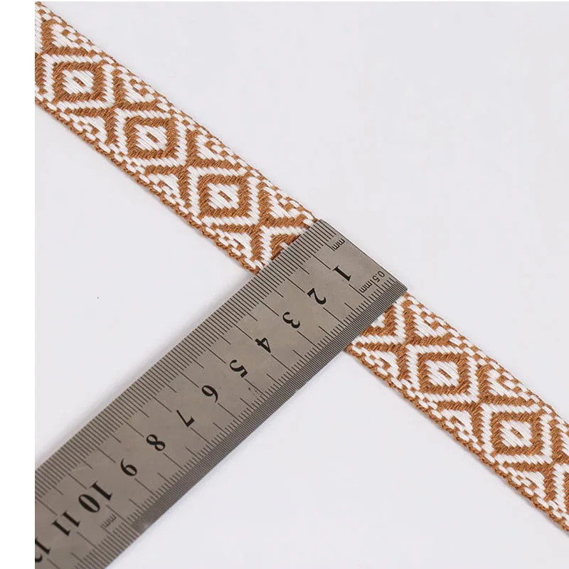 Fettuccia Jacquard geometrica da 50 yarde 25mm poliestere cotone Ribbon Trim decorazione accessori per cucire fai da te per borsa per vestiti