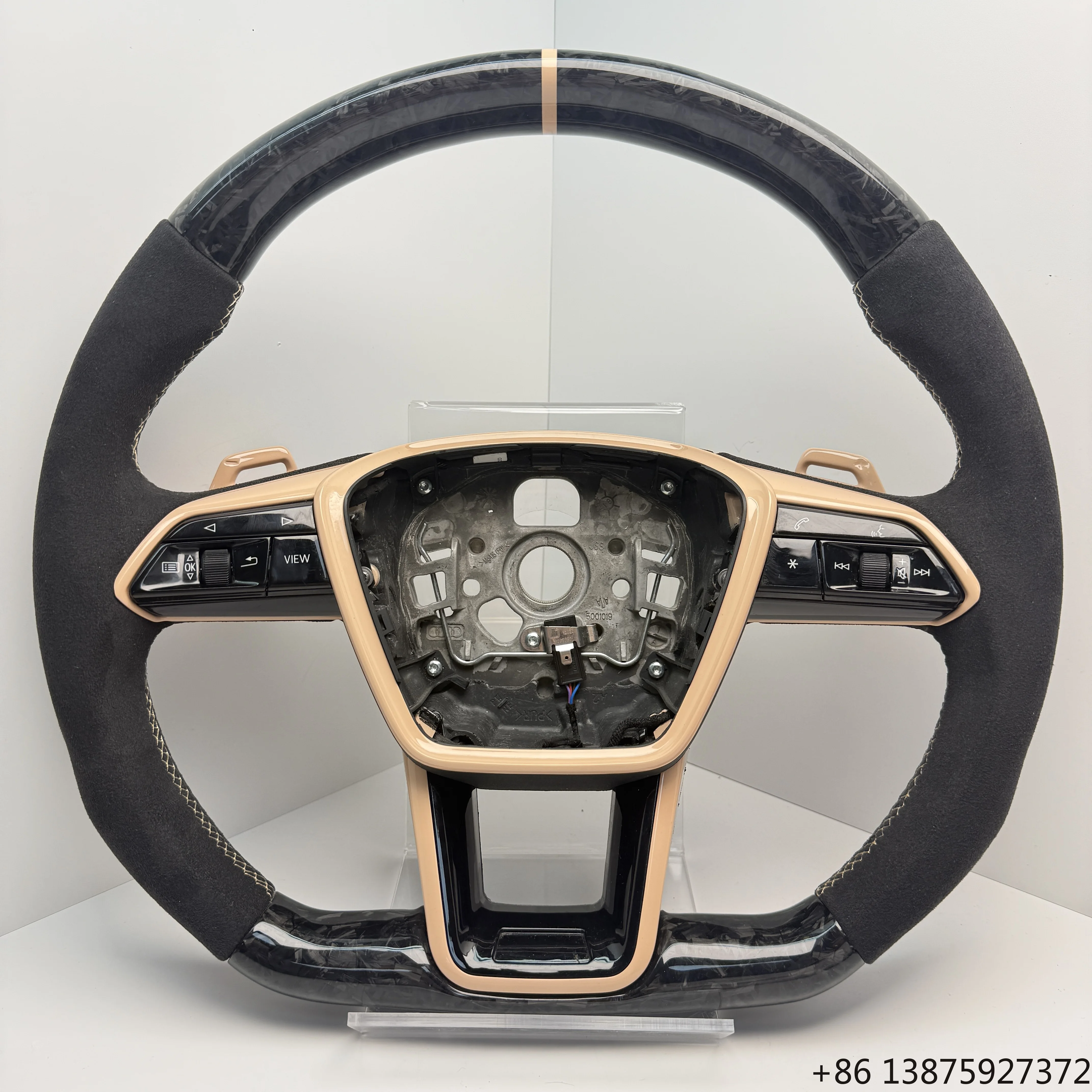 

Sports Style Carbon Fiber Steering Wheel for TT R8 A4 A5 B8 B9 S4 RS6 A6 C7 RS Q5 Q6 LED Start Button Red Stitch Leather