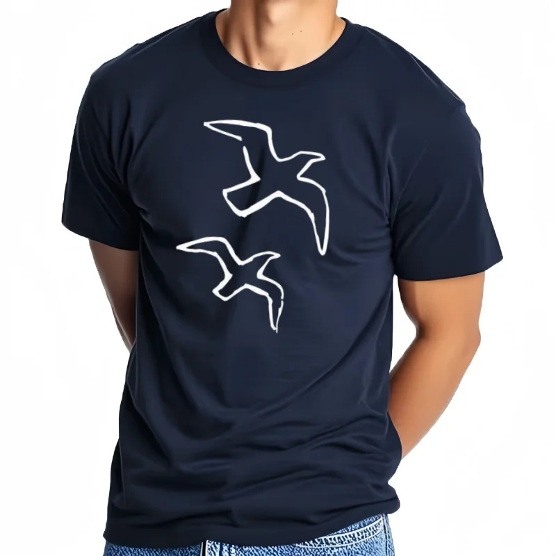 Camisetas de algodón con desig de panjaros en vuelo para hombre y mujer، ropa graphfica، Top de manga corta، cam #5