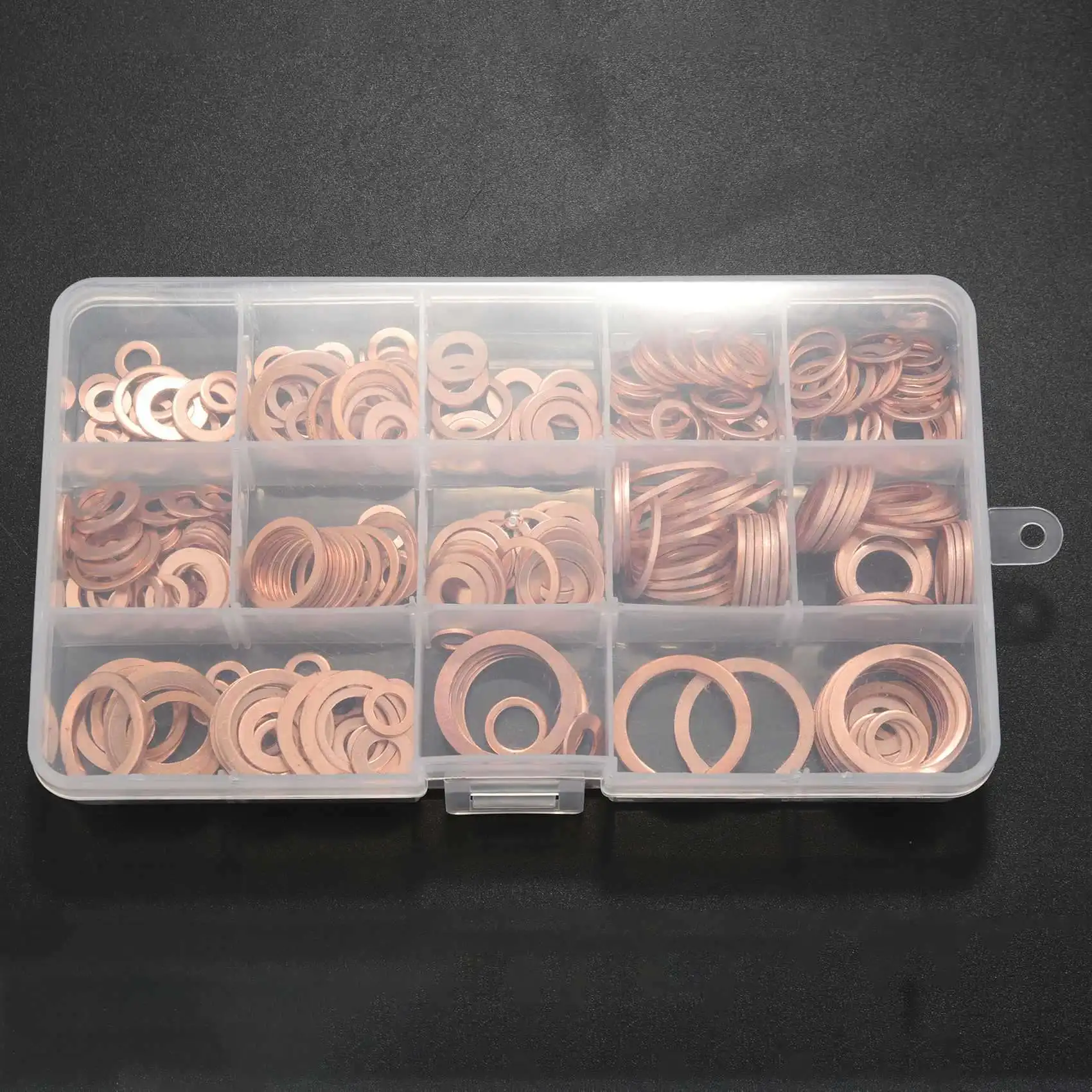 

ABAH-560Pcs Professional Assorted Copper Washer Gasket Set Flat Ring Seal Assortment Kit M5-M20 With Box