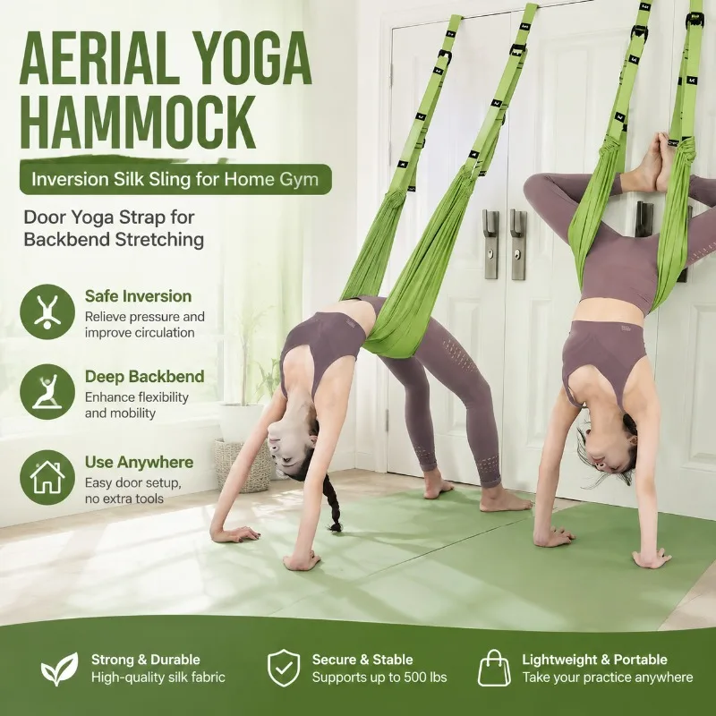 Aerial Yoga Suspension Cord Household Gym Gear Backbend Inversion Pull Loop Door-Mounted Stretch Belt  Multifunctional